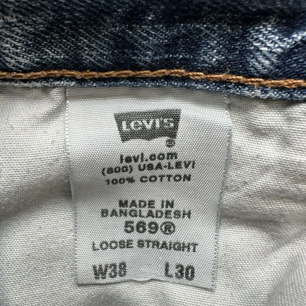 Levis 569 Jeans Mens 38x30 Loose Straight Baggy Relaxed Y2K Faded Normcore